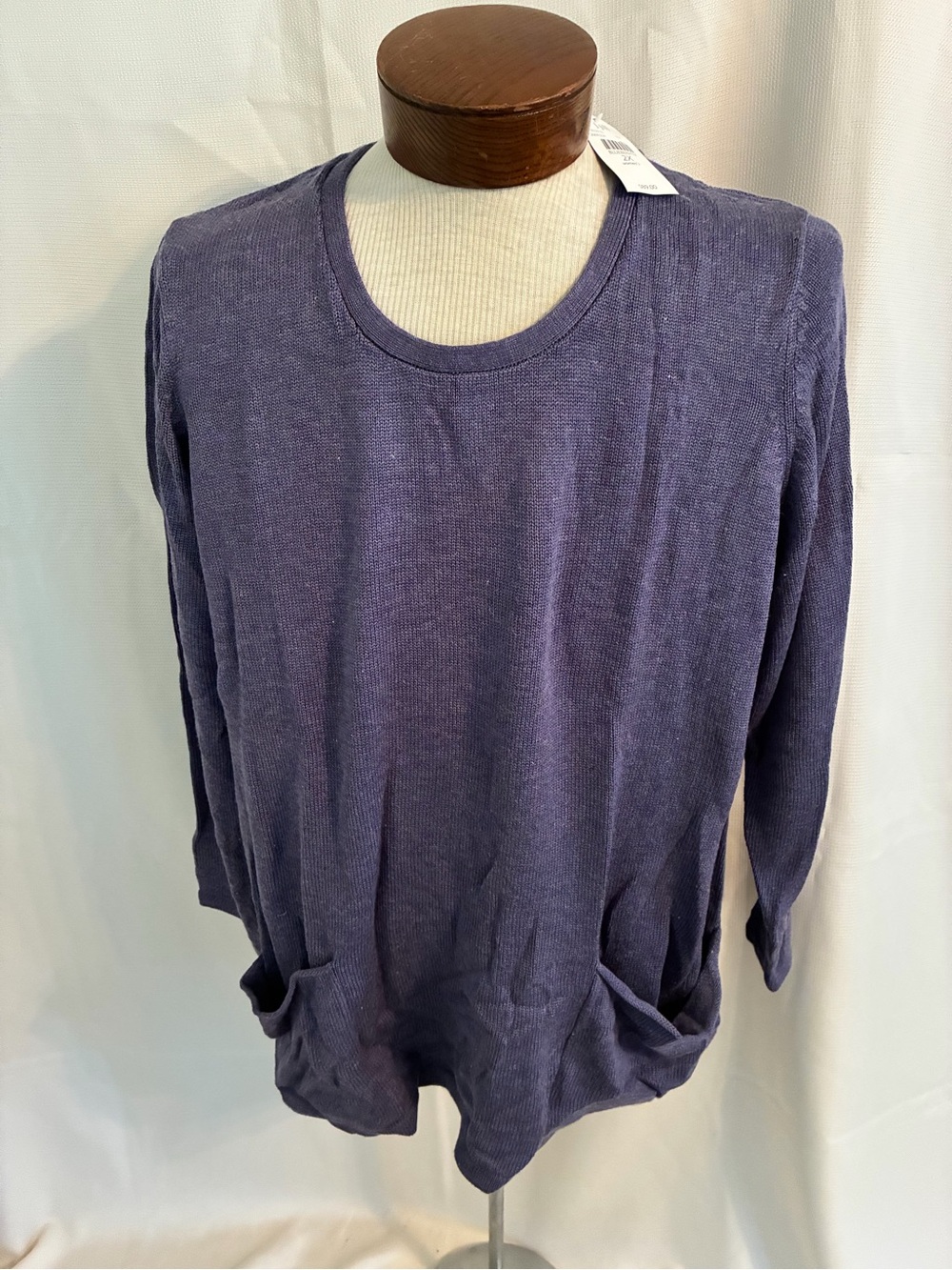 J.Jill 2X Purple Blue Knit Sweater 70% Viscose 30% Wool Scoop Neck Pockets NWT